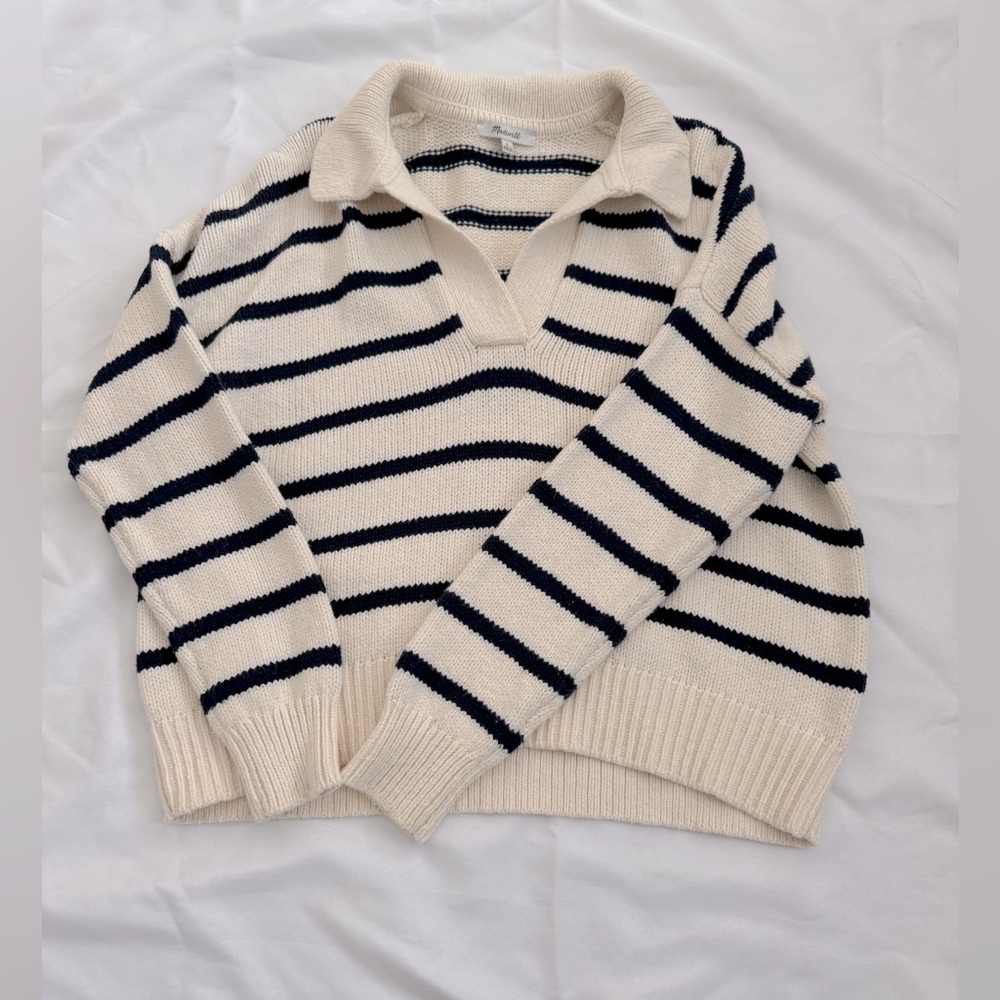 [madewel] Striped Polo Sweater